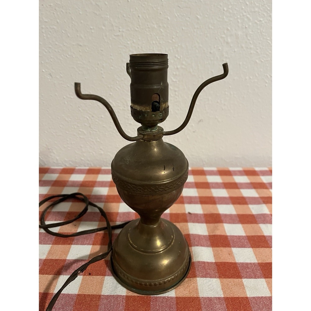 Vintage Converted Brass Oil Lamp Antique Untested